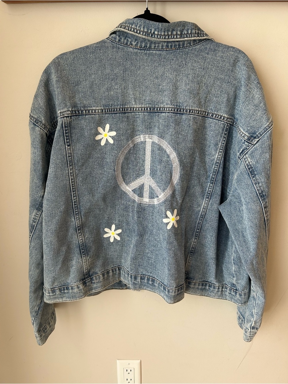 Charlie B Daisy Denim Jacket XXL Boho Hippie Cottagecore Floral Oversized